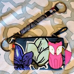Vera Bradley Floral and Fox Zippered I.D. and Coin Pouch Keychain